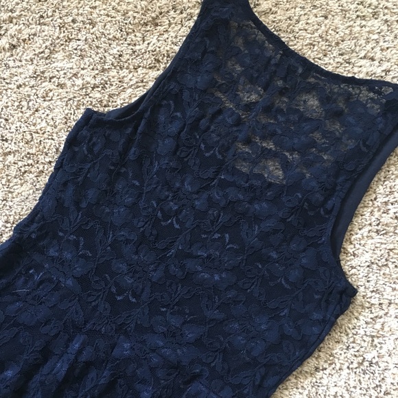 Navy Lace Back Skater Dress - Picture 6 of 6